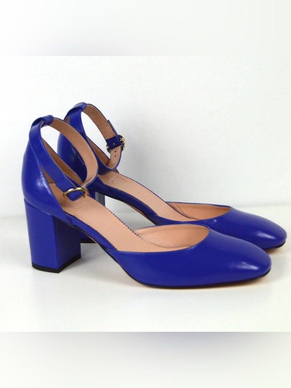 J. Crew Royal Blue Block Heel Ankle-Strap Pump